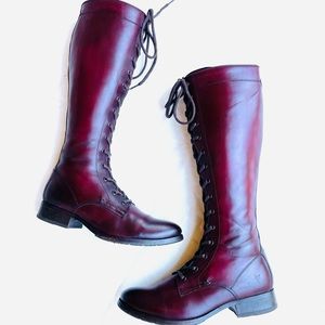 Frye Melissa Tall Lace Up Combat Boots 10 Oxblood